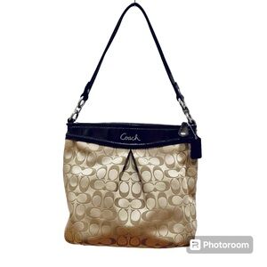 Authentic Coach Ashley Signature Handbag F20111 Khaki/Hippie Silver Mahogany Y2K